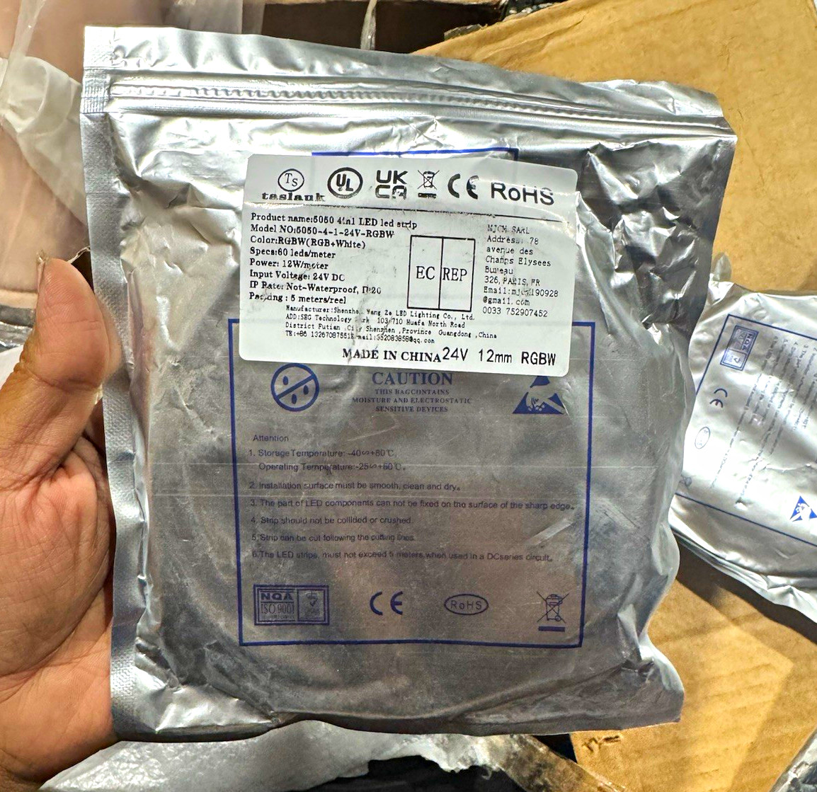 Taslank 5060 4-in-1 RGBW LED Strip 24V DC 12mm 60LED/m 5m 5050