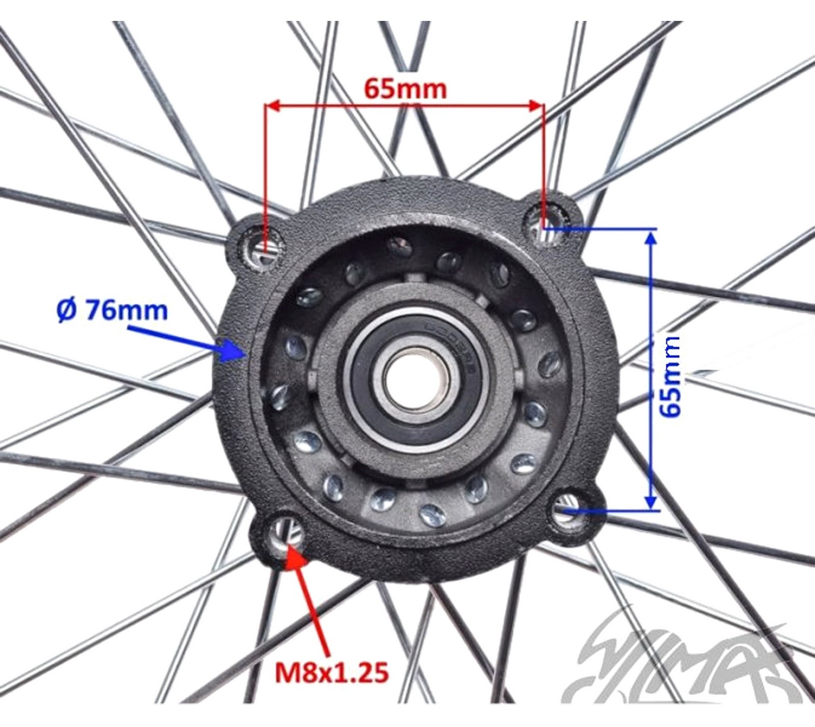 Roue arrière de précision 1.85-12 rouge haute résistance pour Honda CRF50 cross