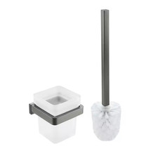 Luxury Wall-Mounted Toilet Brush and Holder Set in Matte Grey with Stainless Ste
