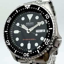Seiko SKX007 Black Boy Automatic Watch Silver Mens Japan Unused Authentic 063939