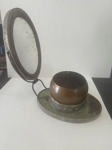 Vintage/Antique WW1 era German Traveling Shaving Mirror Stand with Copper Bowl