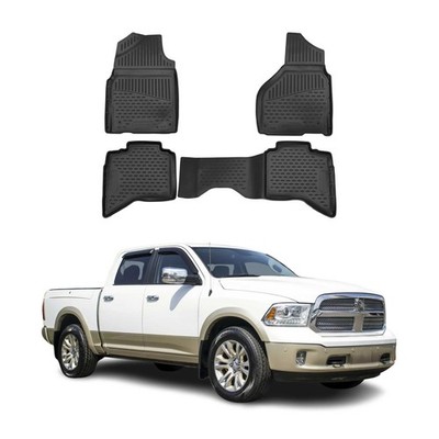 For Ram 1500 2012-2018 OMAC 2403444F Classic 1st & 2nd Row Black Floor Mat Set