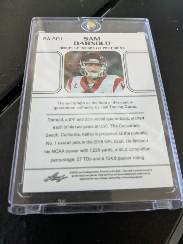 Sam Darnold 2018 Ultimate Leaf Draft 13/15 auto - Image 2 of 2