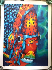 Original Beach Print archival paper 4/500 Silk Art Daniel Jean-Baptiste Signed