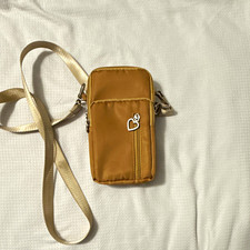 Beige Nylon Solid Shoulder Phone Case w/ Adjustable Strap  Shoulder Strap