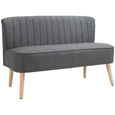 Image of HOMCOM 117cm Loveseat Sofa 2 Seater Sofa with Padded Seat, Grey