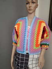 Handmade Damen Häkel-Strickjacke mehrfarbig ...