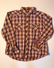 Vtg Wrangler American Cowboy Plaid Flannel Pearl Snap Button Up Long Sleeve XXL