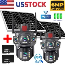 Solar Battery Powered Wireless WiFi Outdoor Pan/Tilt Home Security Camera System