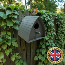 Small bird garden nesting box with modern design suitable for robins, finches