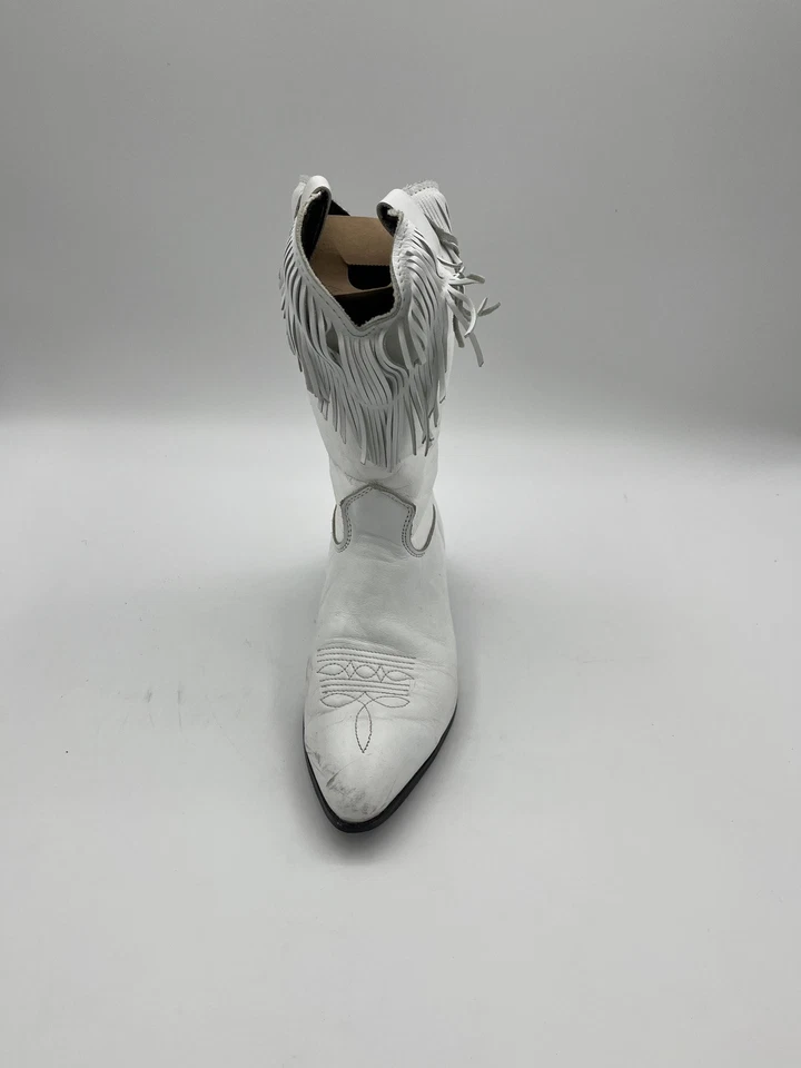 Vintage USA Laredo Tassel Fringe Leather Western Cowgirl  Boots Women 8 M White - Image 2 of 4