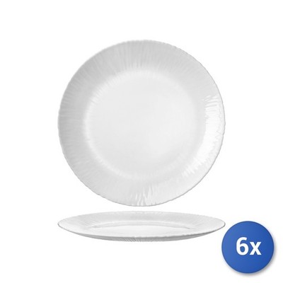 6x Glass Opal Coconut White Table Plates 27cm