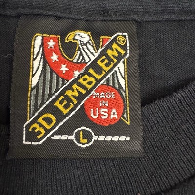 Vintage 3D Emblem Shirt Mens Large Black Wolf Nature Single Stitch