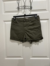 womans SO size 11/30 high rise midi denim cuffed raw hem shorts