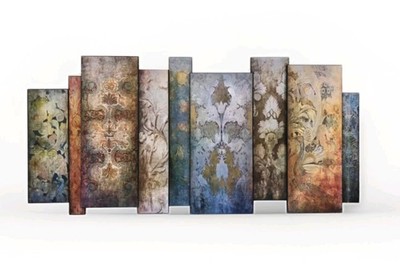 Large Wall Art Offset Antique Wallpaper Panels - Faded Memory Mural Home Décor