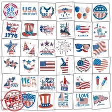 80PCS 4th of July Temporary Tattoos Patriotic USA Flag Eagle