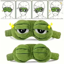 3D Sad Frog Sleep Mask Eye Cover Soft Plush Travel Night Blindfold