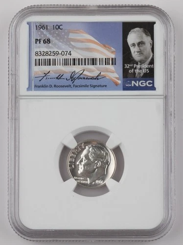 1961 Franklin D Roosevelt  10 Cent PF68 NGC - 72b