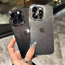 Nueva funda transparente de lujo con purpurina ostentosa para iPhone 16, 15, 14,