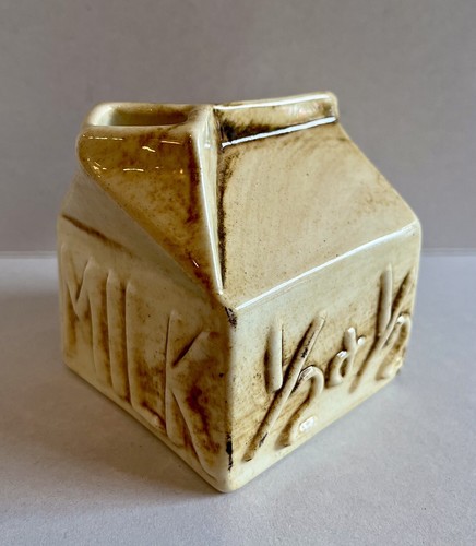 Vintage Rare Ceramic Milk Carton Shaped Creamer Milk 1/2&1/2 Server New Cond - 第 7/8 張圖片