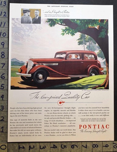 1934 PONTIAC TOURING SEDAN PRICE TOUR COUNTRY DRIVE STRAIGHT EIGHT AUTO AD 34292 - 第 1/1 張圖片