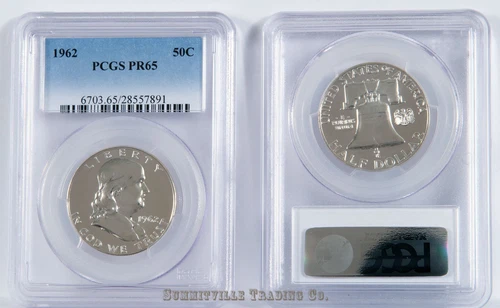 1962 50C SILVER FRANKLIN HALF DOLLAR PCGS PR65 CLASSIC MIRROR PROOF: BID