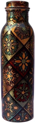 Copper Bottle Printed Engraved & Antique Design, No Joint 1000 ML