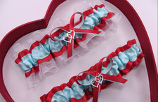 NEW Light Blue Red White Wedding Garter Prom Homecoming GetTheGoodStuff