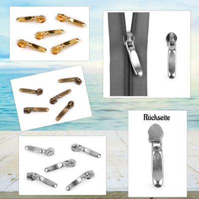 10) 2 Stück Zipper Metall 5 mm Arretierung Autolock Profil-Reißverschluss Zieher