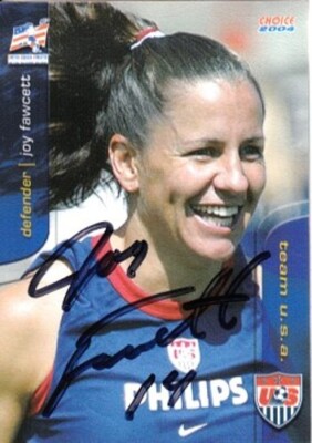 Joy Fawcett autographed signed autograph 2004 USA Olympic Soccer Team paper card