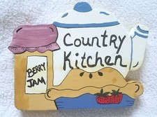 Hand Painted Handmade Shelf D cor  Country Kitchen Plaque  Jam, Pie, Tea Pot
