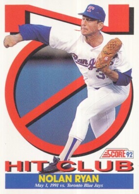 #425 TEXAS RANGERS # NOLAN RYAN NO HIT CLUB # BASEBALL CARD SCORE NFL '92