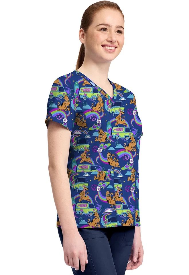 Tooniforms Cherokee Licensed V-Neck Print Top TF796 SDMY Scooby-Doo Mystery - Image 2 of 4