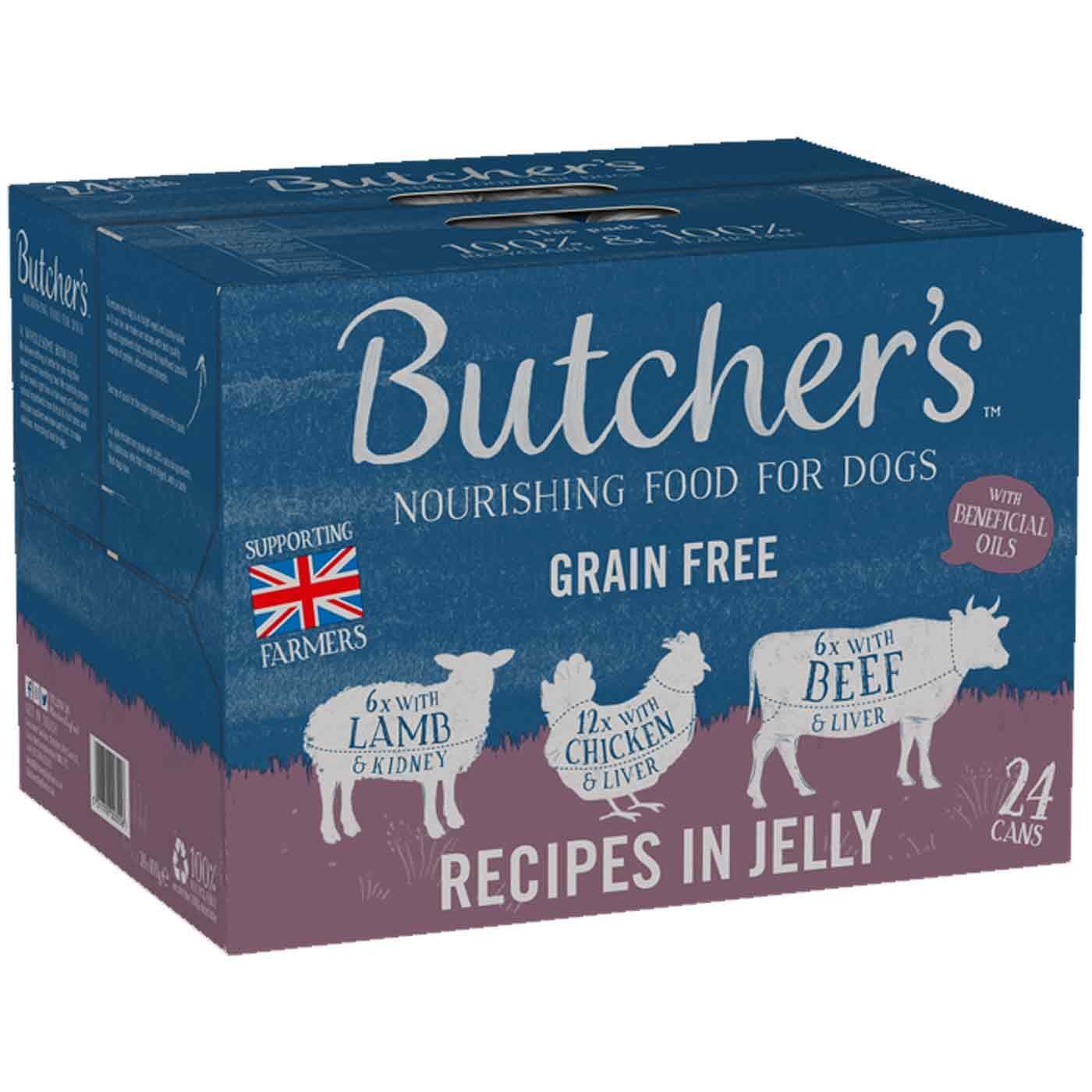 Butcher's Meaty Variety Chunks Dog Food Lamb Beef Chicken Cans Pack 24 x 400g