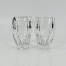 2 Leaping Deer Vases MCM Signed Swedish Sweden Glass Base Mid Century Design