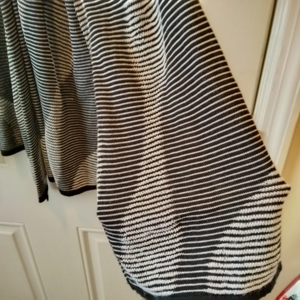 Cárdigan suéter RQT para mujer 1x negro/blanco a rayas L/S nuevo con etiquetas frente abierto MAR300 Foto 2 de 4