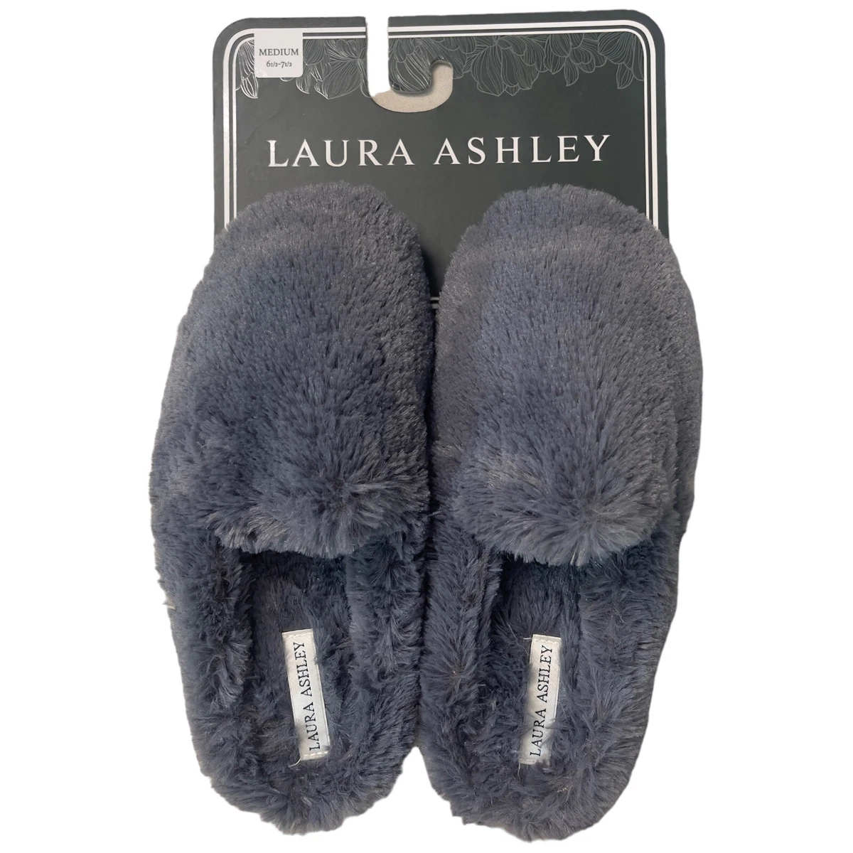 Laura Ashley Pantofole da donna in memory foam, soffici e calde, in micro spugna, comode pantofole da camera da letto, Pietra, Small