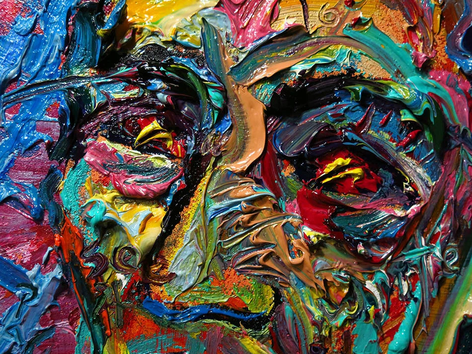 RETRATO AL ÓLEO█PINTURA FORASTERO█ESCRITURA EN ROSTRO EXPRESIONISTA█ORIGINAL POP URBANO Foto 3 de 4