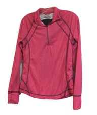 Tek Gear DryTek Womens Athletic Pullover Top Thumbholes 1/4 Zip Pink Size Small