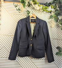 J. Crew Women's Navy Blue Classic Wool Schoolboy Blazer Buttons 28233 Size 4