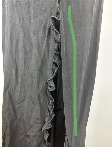 Maxi Vestido Negro ALBERT CAPRARO XS Años 70 De Colección Envoltura con Volantes Espalda Baja Halter DEFECTUOSO - Imagen 9 de 19