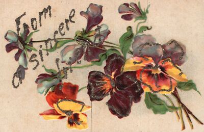 From A Sincere Friend Greeting Card Flowers Embossed Vintage Postcard