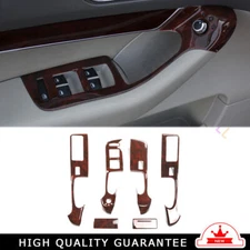 Inner Glass Window Lifting Lock Panel Trim 4* For Audi A6L 2005-2011 Brown Wood