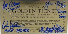 WILLY WONKA GOLDEN TICKET AUTOGRAPHED, SIGNED BY 4. SOLD BY: THE MIKE TV ACTOR!!