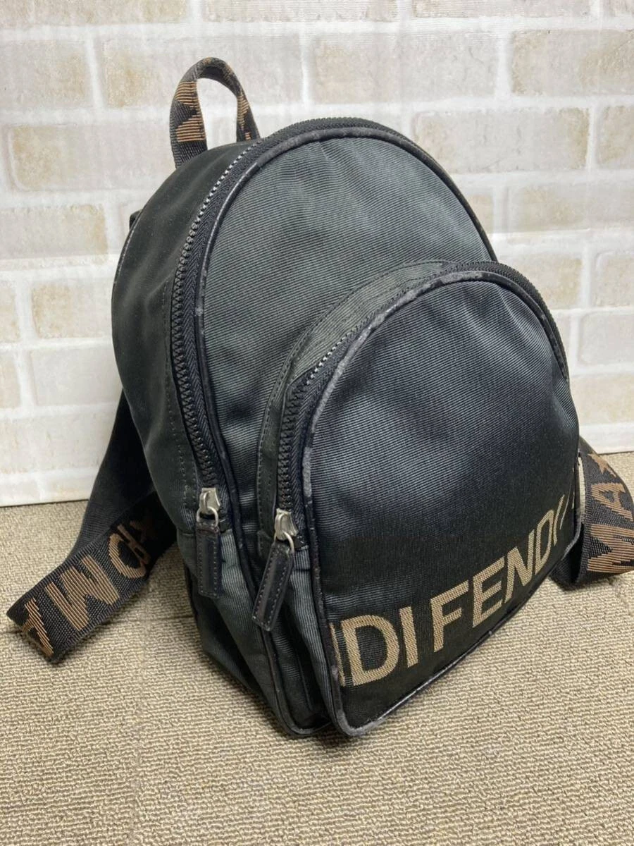 FENDI Backpack Nylon Black Auth mini backpack Used