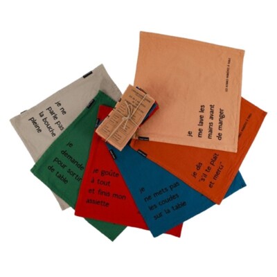 Lot de 3 serviettes (40 x 40 cm) Charline Rouges - Linge de table