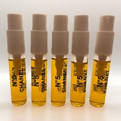  5x Chanel No 5 Eau de Parfum 2ML Sample Spray Travel Size No Card 10 Ml Total