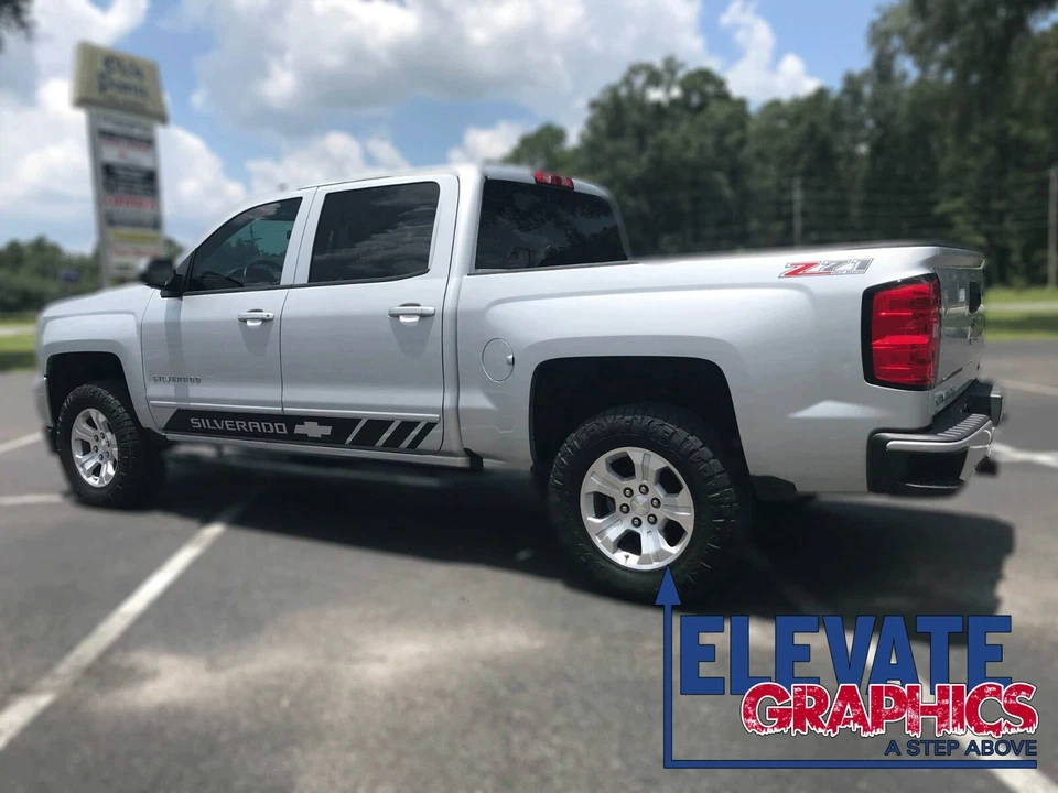 Se adapta a Chevy Silverado Stripes Rocker tres gráficos de vinilo calcomanías de 3 m 1999-2026 Foto 4 de 4