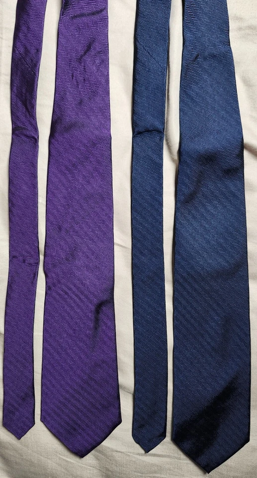 Set of 2 Faconnable Men's Ties Blue and Purple  Solid Vivid - Image 3 of 4
