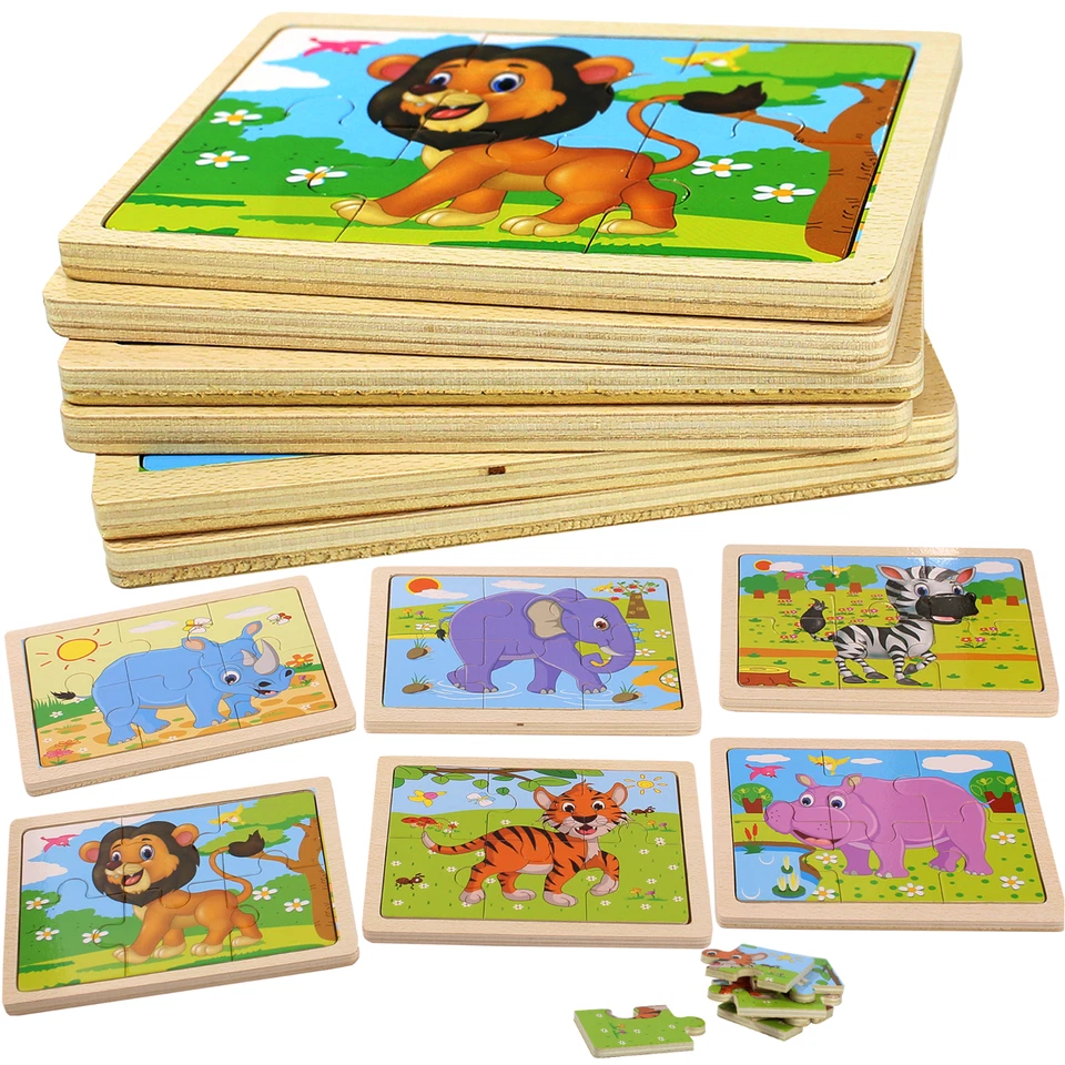 Wooden Jigsaw Puzzles for Kids Age 2 3 4 5 Toddler Puzzles Toys, Preschool Set 6 - Image 4 of 4
